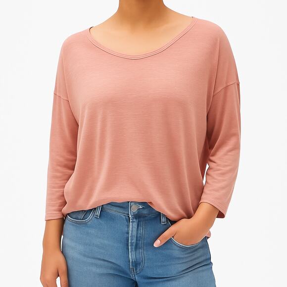 J.Crew Scoop Neck Tee Relaxed Fit Pink Slub Knit XL - Picture 1 of 10